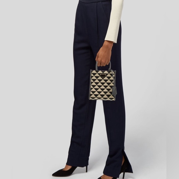 Prada Enameled Metal Triangle Mini Symbole Tote - Picture 13 of 13